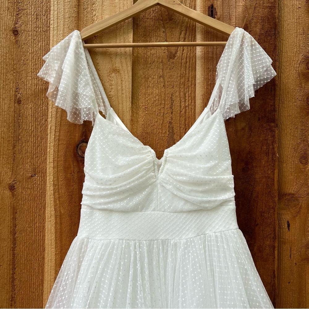 Lulu's White Swiss Dot Midi Dress - Picture 4 of 12